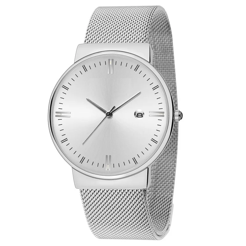 

2022 Minimalist Men's Fashion Ultra Thin Stainless Steel Mesh Belt Uhr reloj de hombre erkek kol saati relojes de cuarzo