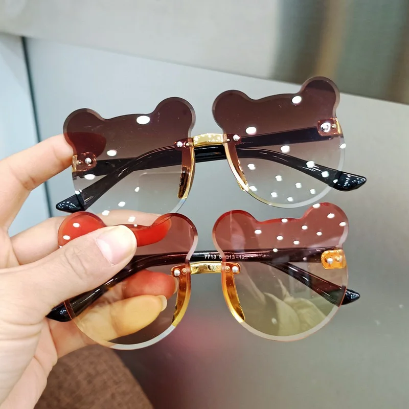 

Cartoon Children Colorful Cute Sunglasses 2022 New Cat Ears Boys Girls Sunglasses Rimless Kids Sun Glasses