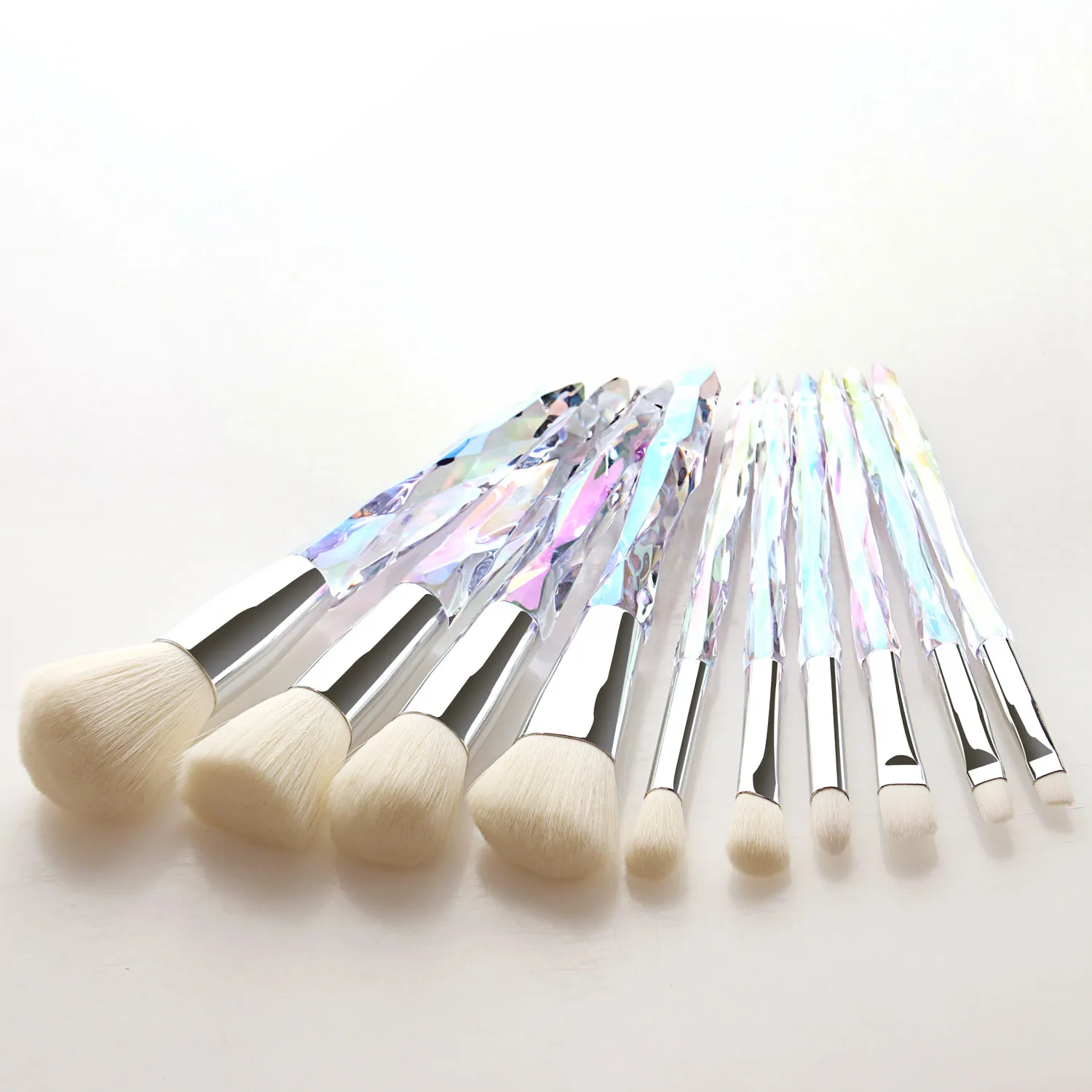 

Cruelty Free Makeup Luxury Brushes Crystal Handle Clear Private Label Custom Logo Vegan Makeup Brush Kit