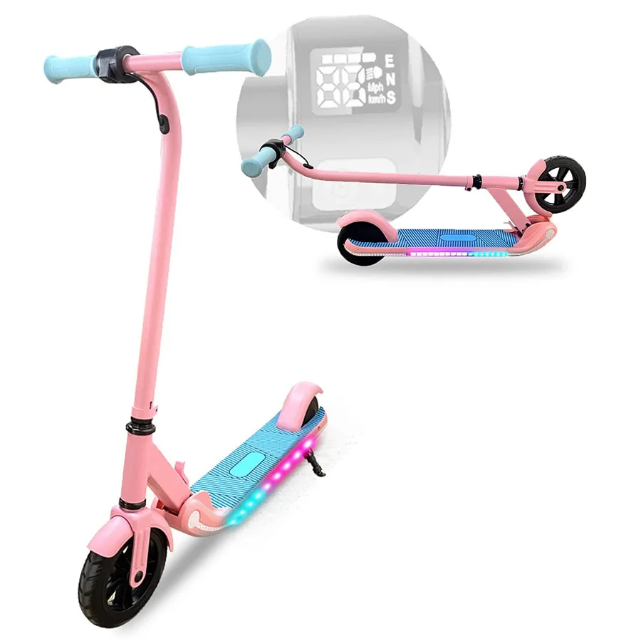 

Europe Warehouse Foldable Child Scooter Electric 2 Wheel Colorful Light Kids Scooter E Step