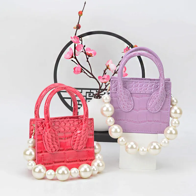 

ins tote bag crocodile pattern pearl mini shoulder messenger bags small handbags for women, Customizable