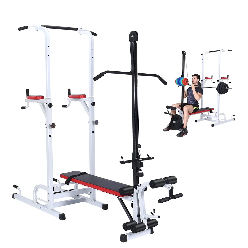 

Free Weights Fitness Exercise Equipment Weightlifting With High Bar Home Gym Equipment Chin Up Dip Station Muscle Targeting, Black