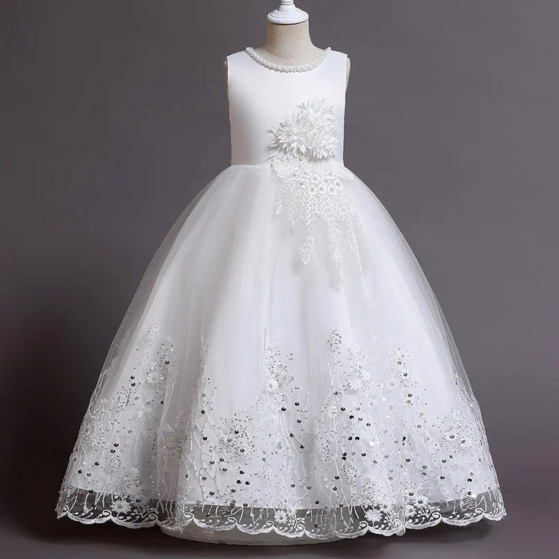 

MQATZ Applique Long Ball Gown Kids Dress Girl Party Elegant Teenager Formal Wedding Dresses