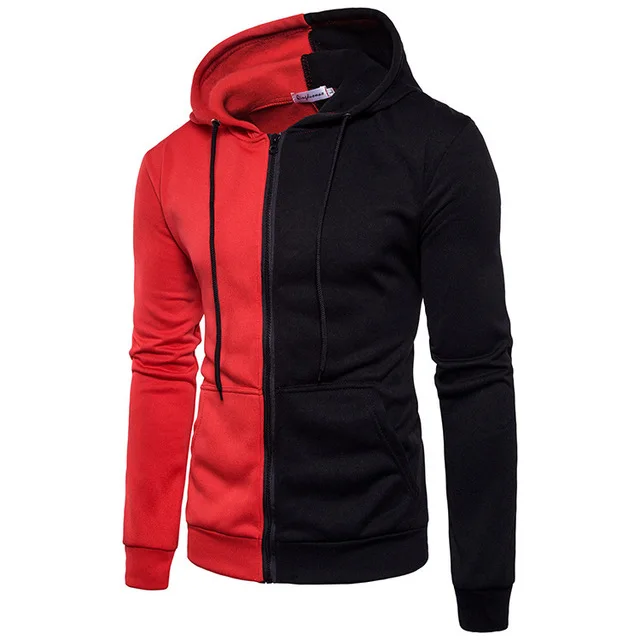 

custom winter fashion camo patchwork pullover streetwear casual two tone zip up men's hoodies