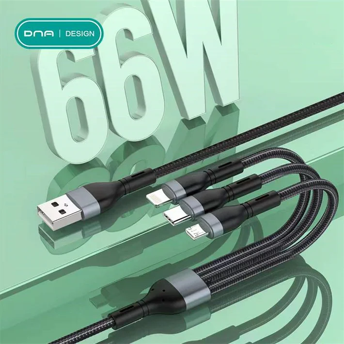 

Wholesale High Quality 6A Fast Charging U-WINN Data Line Cable Three In One Data Line New, Grey+black