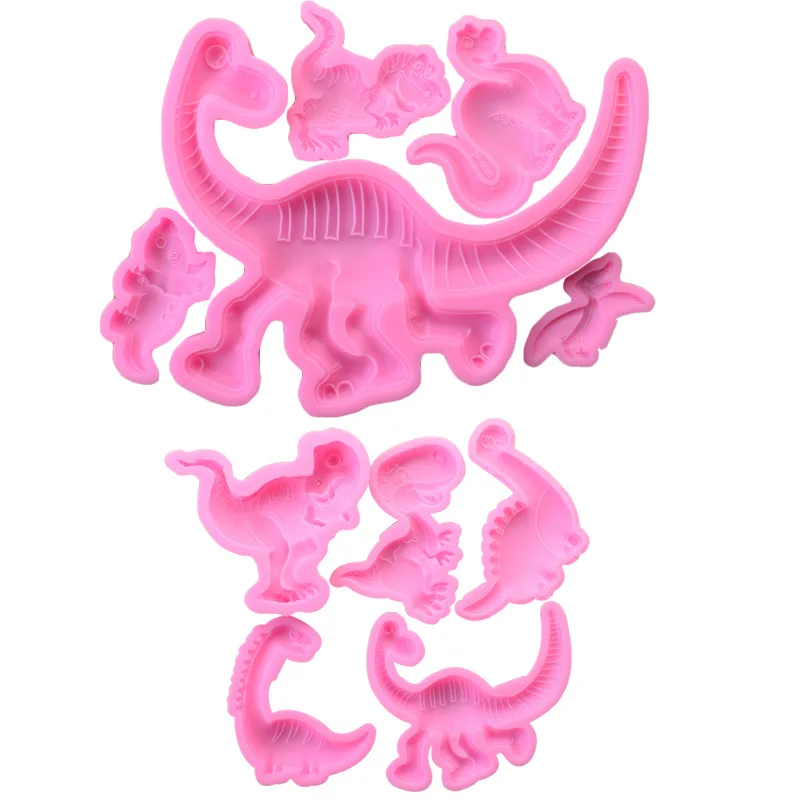 

10 types dinosaur big animal cute pudding jar pastry poduct bakery item silicon mold, As picture