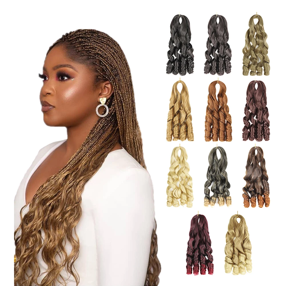 

Free Sample Yaki Pony Style Wavy Crochet Braid Spiral Loose Wave Hair Extensions French Curls Synthetic Curly Braiding Hair