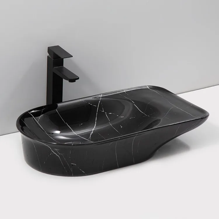 black-marble-sink-bathroom-9759B-P-538-side-elevation-curved-undercut-wing-glossy-black-marble