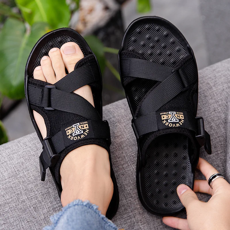 

Factory directly fashion leather sandal beach casual shoe men, 2 colors
