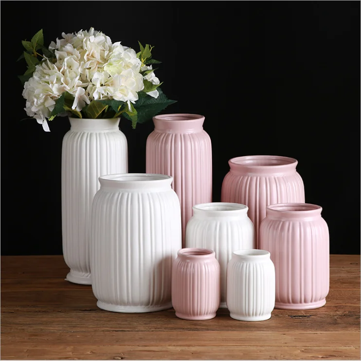 

Artwork Artistic Drawing Customized Decoration Created Ceramic Flower Vase, White pink