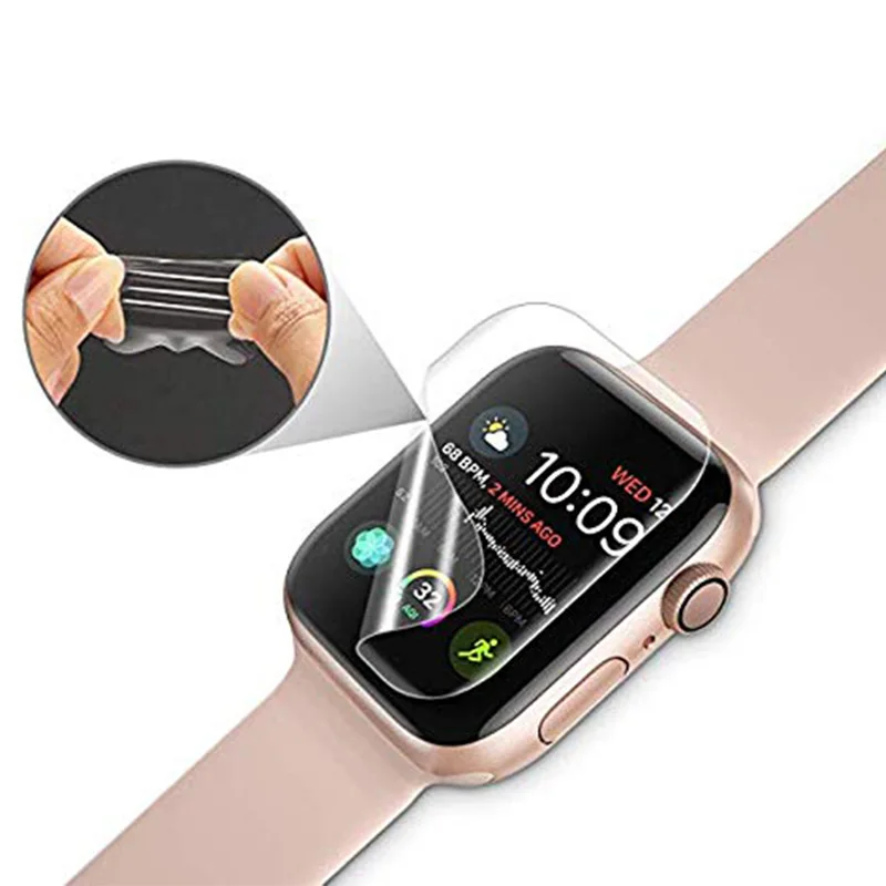 

3D Full Cover Flexible Glue Waterproof PET Coverage Clear Watch Screen Protector for Apple Watch Series 1 2 3 4 5 38 40 42 44mm, Transparent