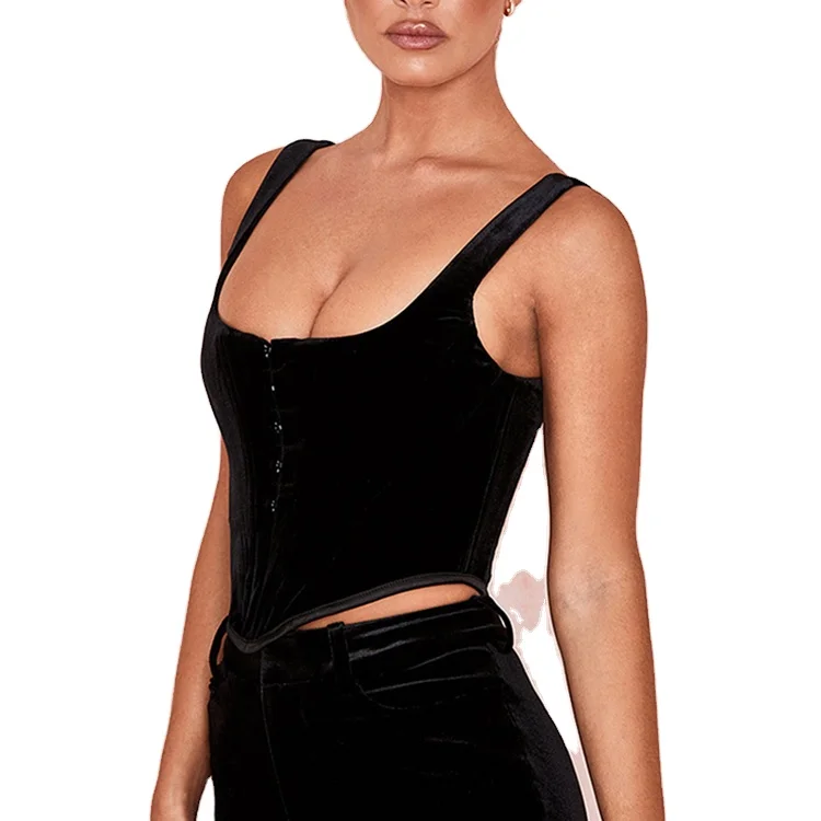 

New Hot Sell Solid Color Breasted Diamond Shaped Zipper Sexy Crop Navel And Back Slim Fit Tank Top For Women, Black