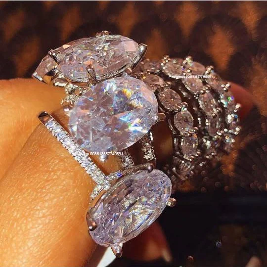 

fine fashion bling iced out zircon rings women jewelry