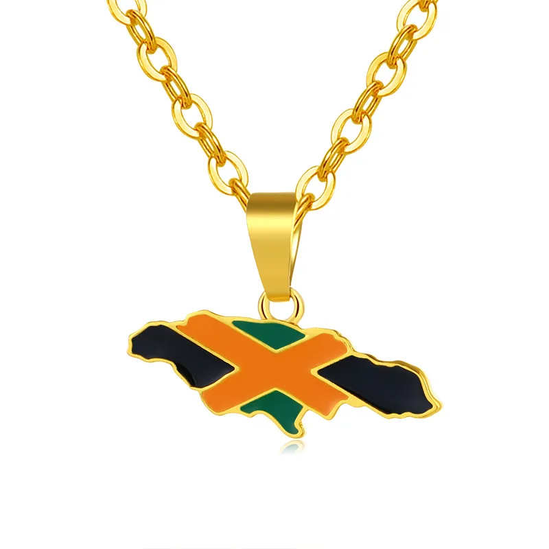 

Fashion Aferica Countries Map Jewelries Stainless Steel Jamaica Map Necklace For Party, Picture color