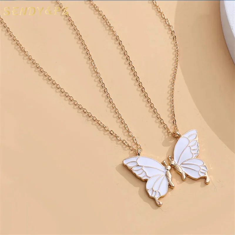 

2022 Popular Silver Pendant Necklace Girl Jewelry Charm Butterfly Necklace Chain Best Friend Friendship Necklace for Women