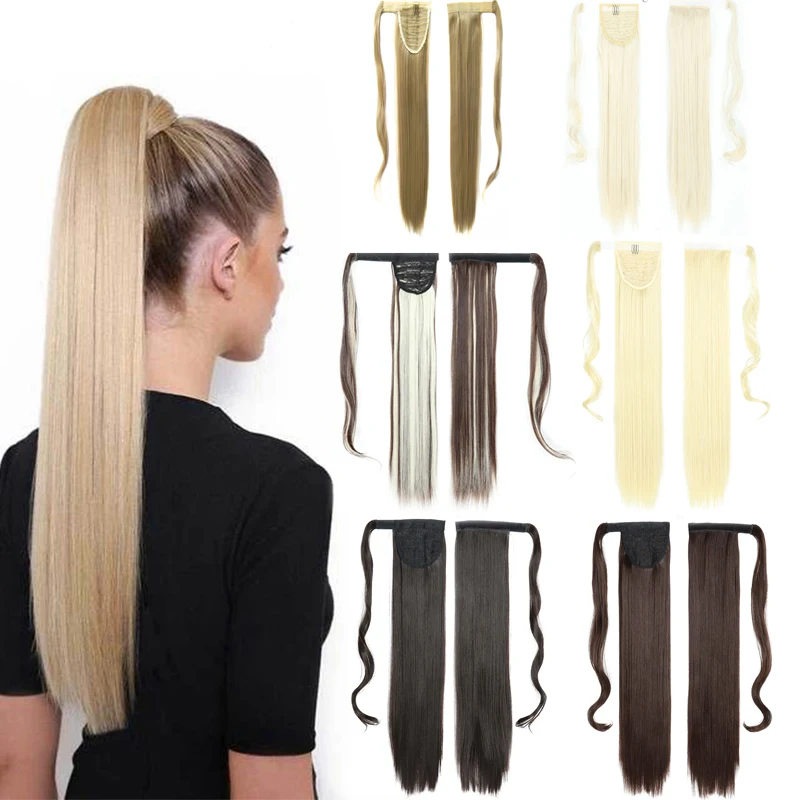 

Ainizi long straight hook&loop synthetic ponytail hair extension with bandage for women different colors available