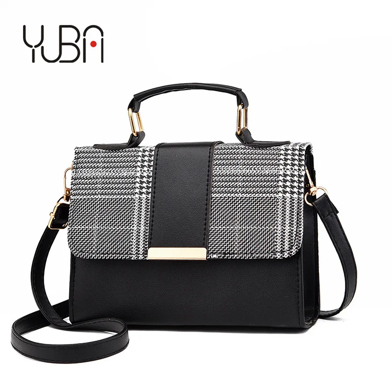 

2021 New Women's Tote Bag Fashion Plaid Small Square Ladies Pu Trend Handle BagDesigner, 5colors