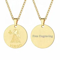 

Customizable Astrology 12 Constellation Horoscope Necklace, Stainless Steel Gold Plated Zodiac Star Sign Coin Pendant Necklace