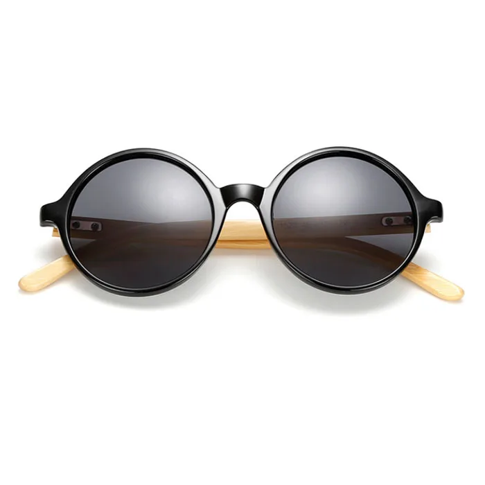 

Custom brand logo High quality sunglasses Round women UV400 Mirror Bamboo temples Sunglasses