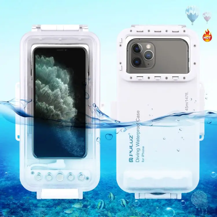 

PULUZ 45m Waterproof Diving Housing Photo Video Taking Underwater Universal Cover Case for iPhone 12 11 X 8 7 6s iOS 13 or above