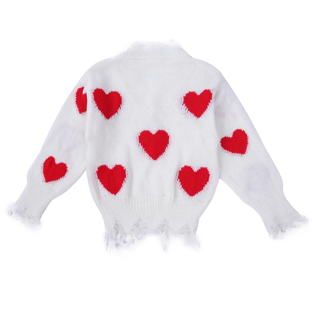 

Valentine's Day Clothes Red Heart Shaped Baby Sweater, White