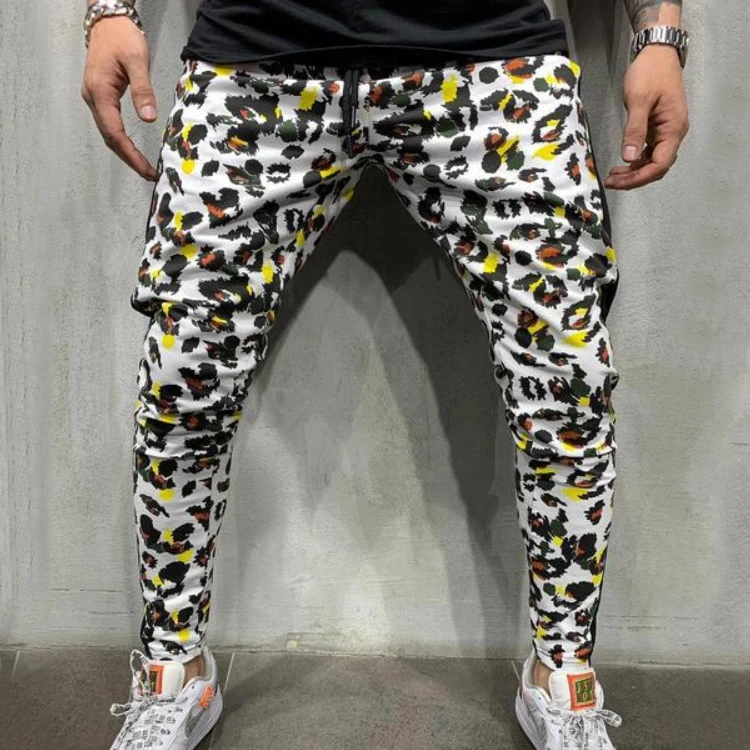 

2019 new Men Hot sale printing jogging pants Hip hop Breathable Elastic Tether Leisure fashion Muscular man trousers, Colors