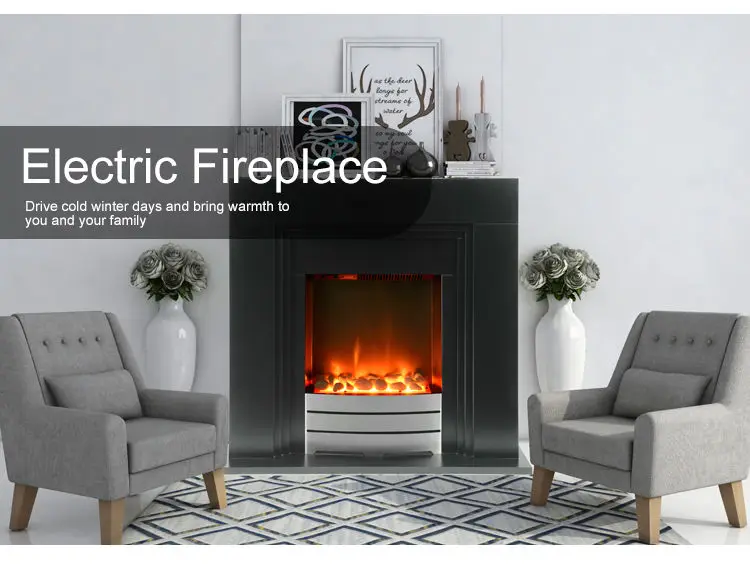 Simple style safe heater wood freestanding electric fireplace with mantel