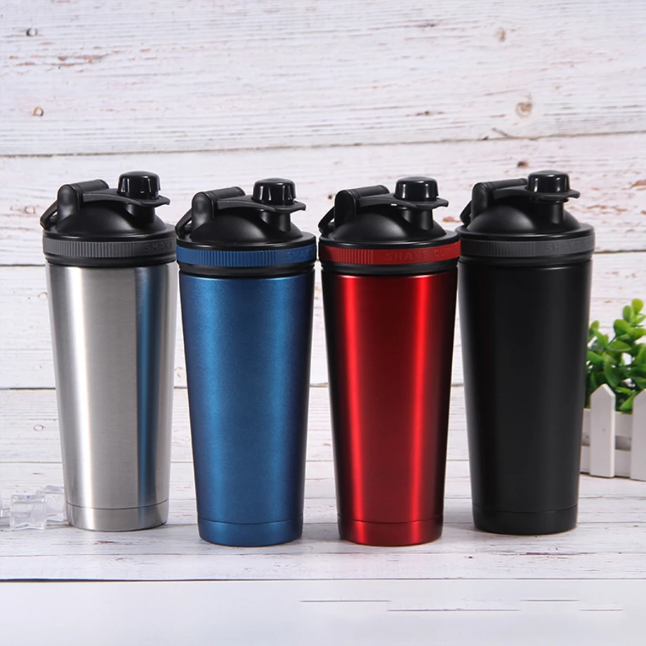 Custom Printed 304 Stainless Steel Bottle 720ml Protein Fitness Shaker Cup insulated stainless steel shaker bottle