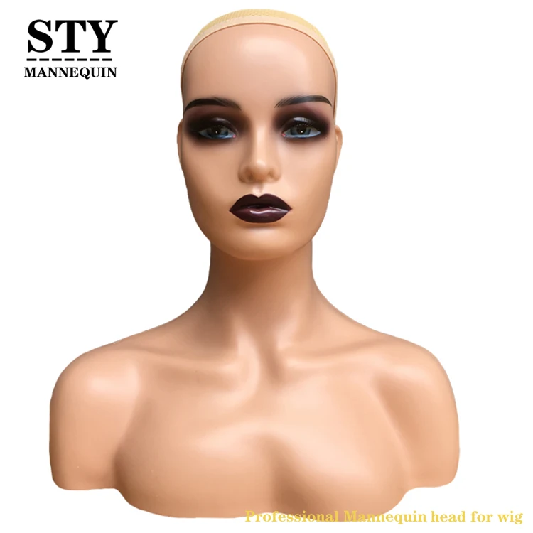 

necklace holder mannequin bust female realistic makeup mannequin head tete de mannequin pour perruque, Picture