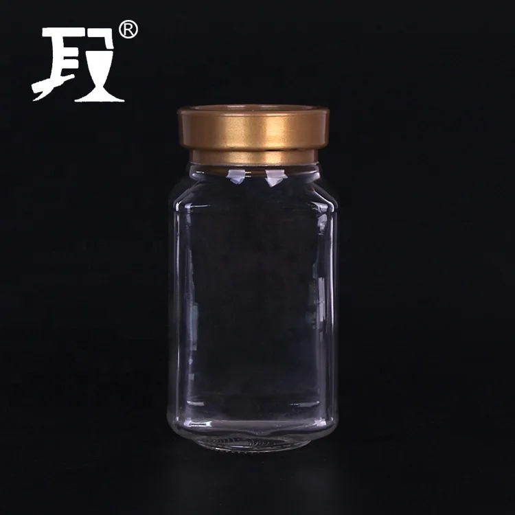 
wholesale 400ml square food grade glass coffee bean storage jar with plastic lid 