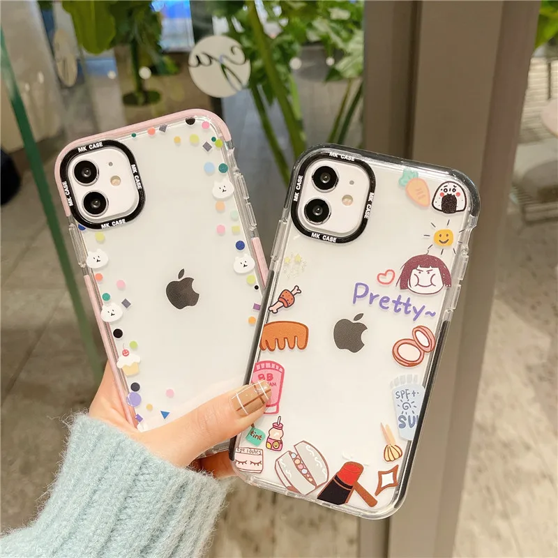 

2021 hot sale trendy clear transparent tpu phone case for iphone customize designs cute phone case