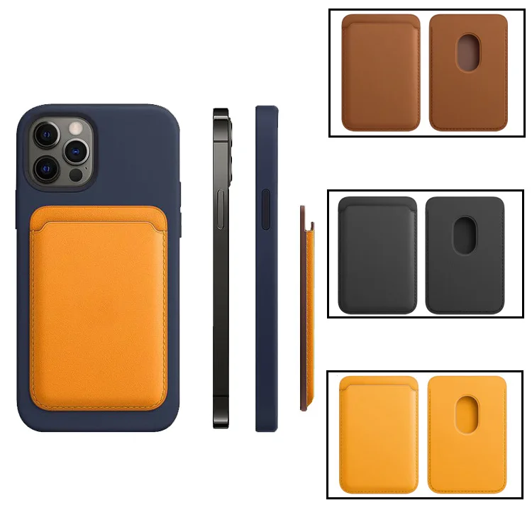 

Deluxe Mag safe Magnetic Business Card Holder Case Leather Card Case Credit Card Holder Wallet for iPhone 12