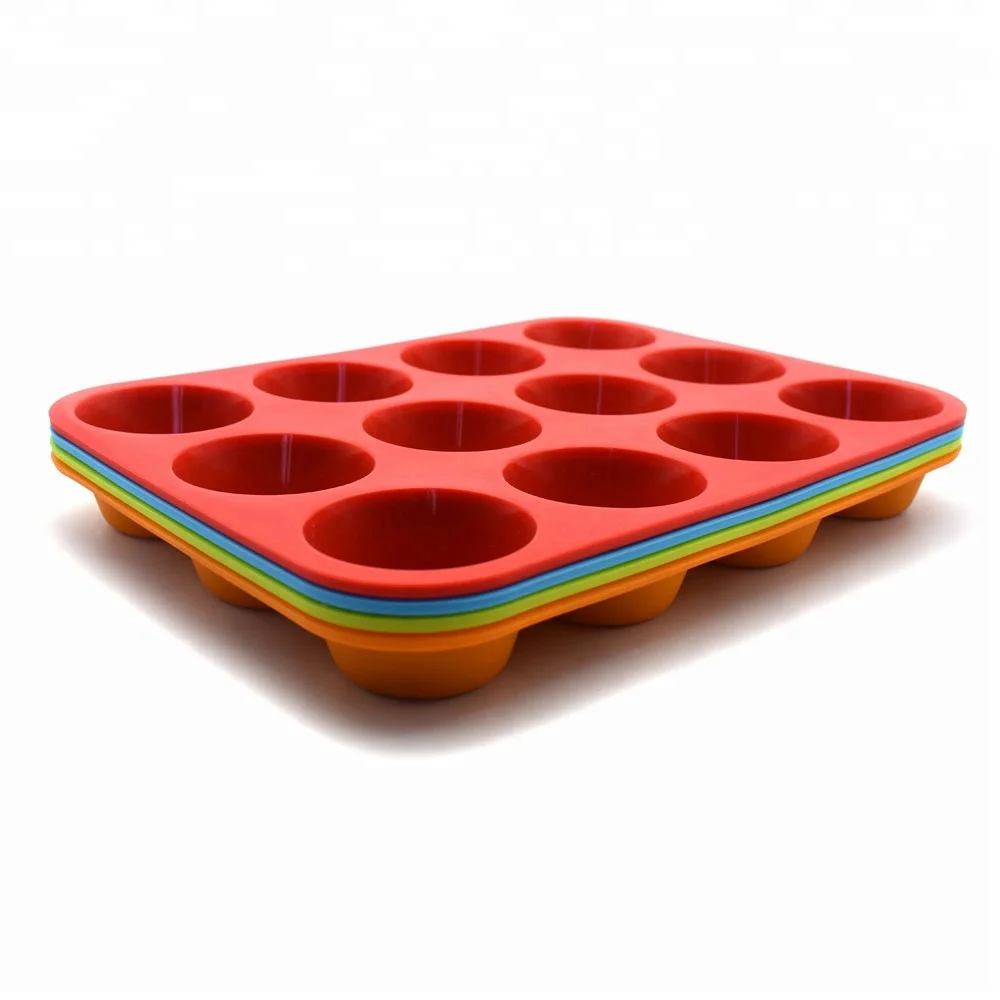 

New Cake Tools Fondant Kitchen Bakeware Cupcake Baking Tray Mousse Cake Mold Muffin Mold Metal Silicone Non-stick 12 Cups Moulds