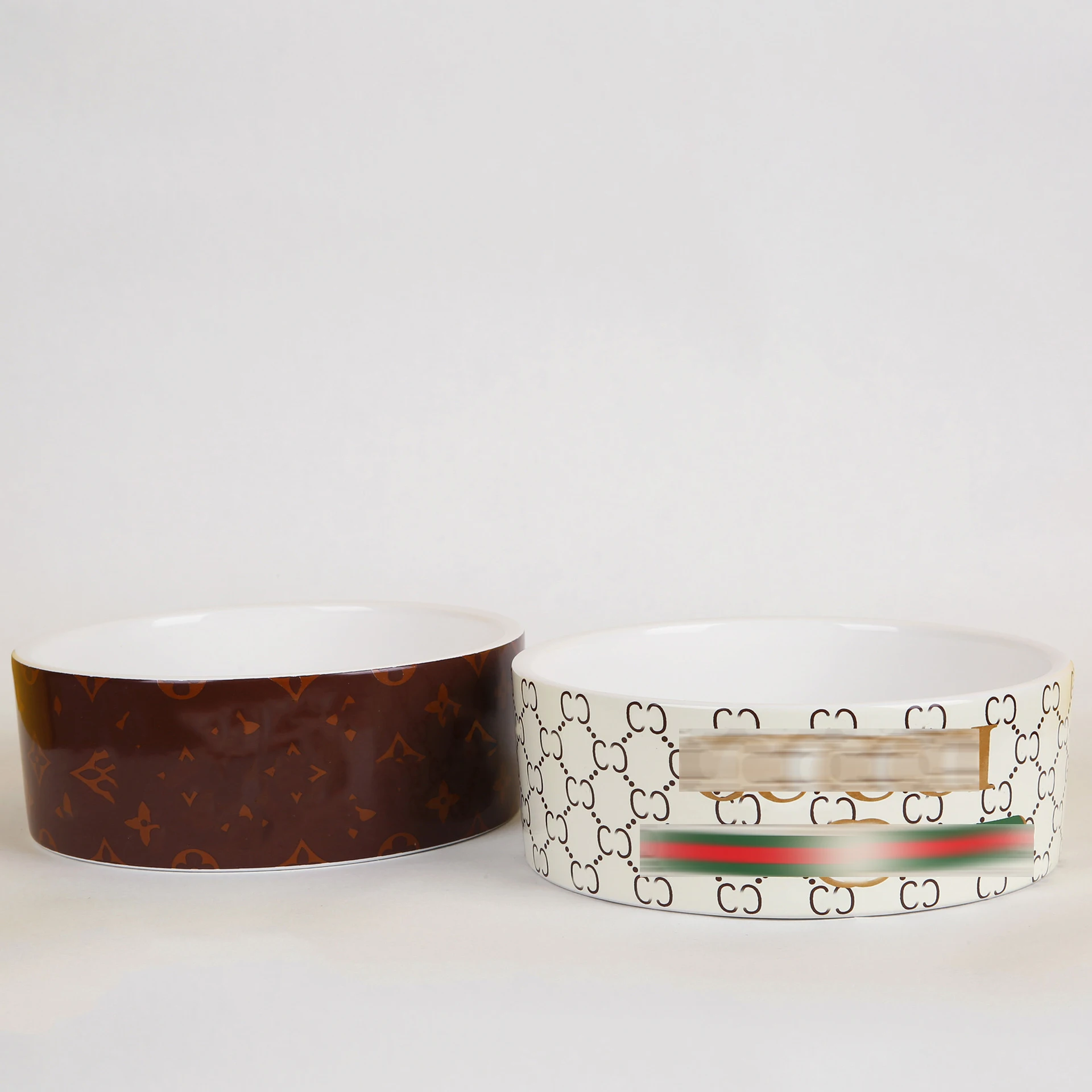 

Hot selling luxury popular brand round non-slip anti-overturning cat food feeder ceramic pet dog bowl