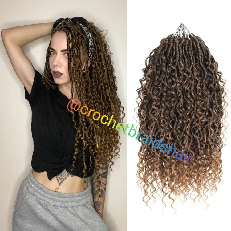 

Wave goddess locs Crochet Hair 14-18 inch 24 strands Synthetic Crochet Hair Extensions Faux Locs Curly Braids Hair for Women
