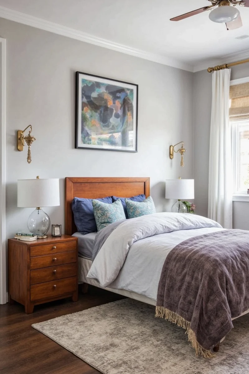 Sports-Themed Bedroom with Jerseys and Football Wall Art