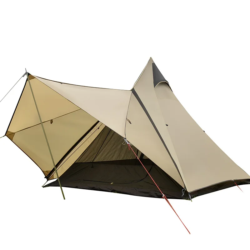 

Outdoor 4 people luxury Lndian Pyramid Tent Family Parent-child Camping Sunshade Double Rainproof Picnic tent