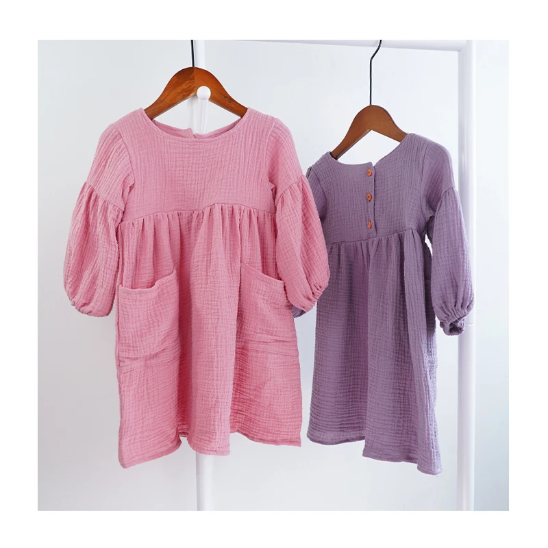 

Kids Spring Long Sleeve Soft cotton casual dress children's clothing girl dresses