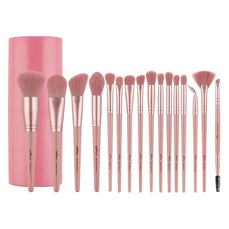 

ANMOR 16Pcs Professional Eyeshadow Make Up Brushes Set Foundation Cosmetic Makeup Brush, Deep pink