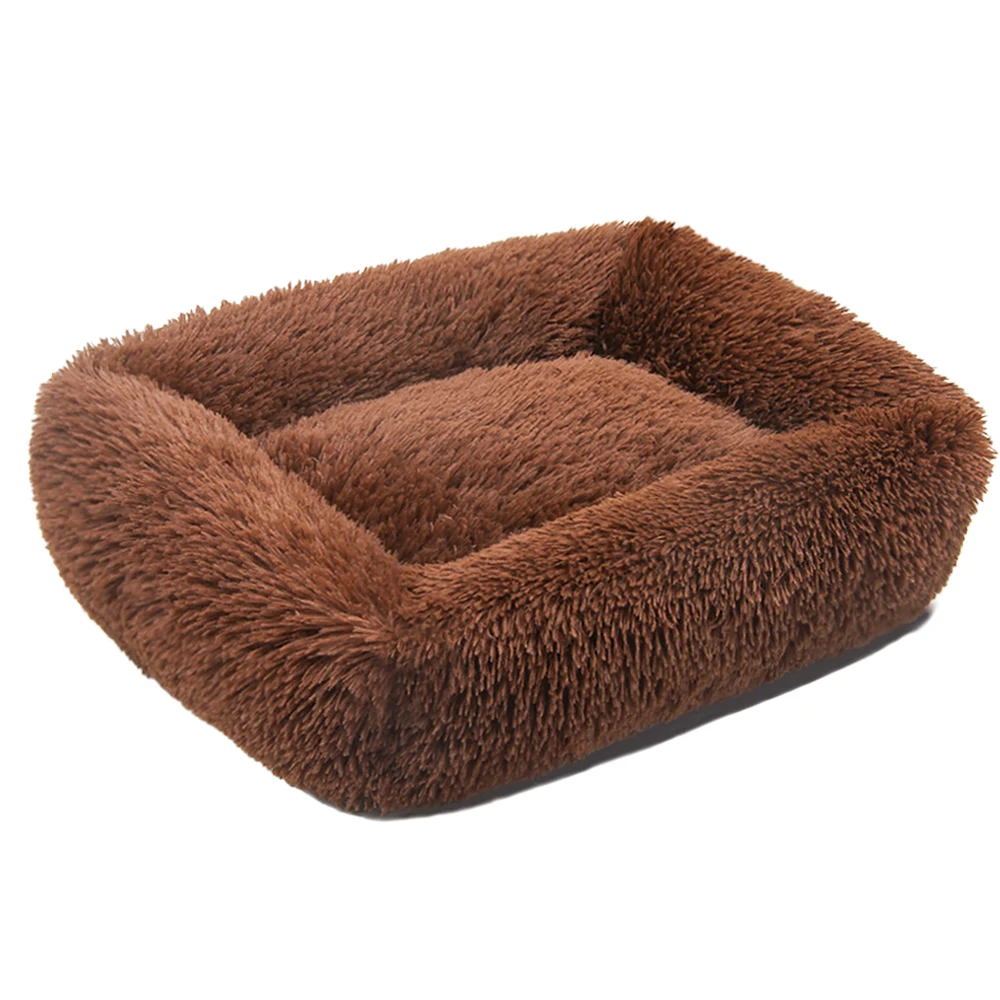 

Jhome Pets  Dropshipping Large Faux Fur Ultra Soft Luxury Pet Bed Calming Fluffy Warm Rectangle Dog Bed Plush Oblong