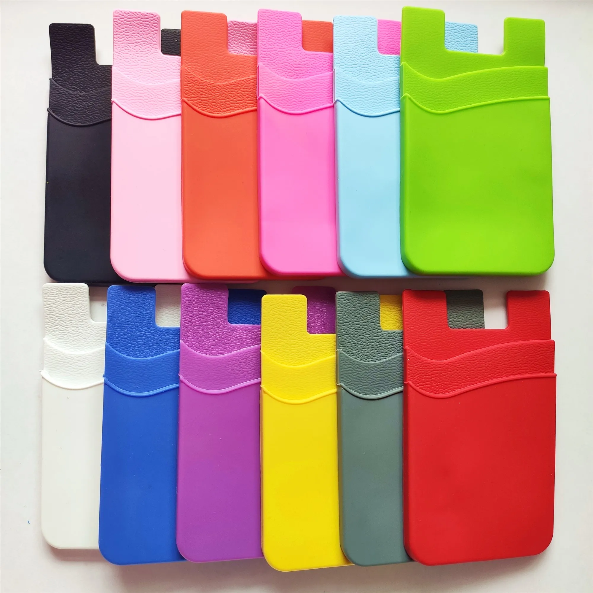 

Phone Card Holder Two pack Silicone Adhesive Stick-on ID Credit Card Wallet Phone Case Pouch Sleeve Pocket, 12colors