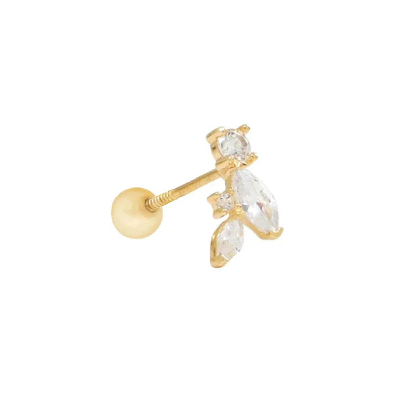 

s925 sterling silver European and American trendy marquise diamond piercing earrings for women