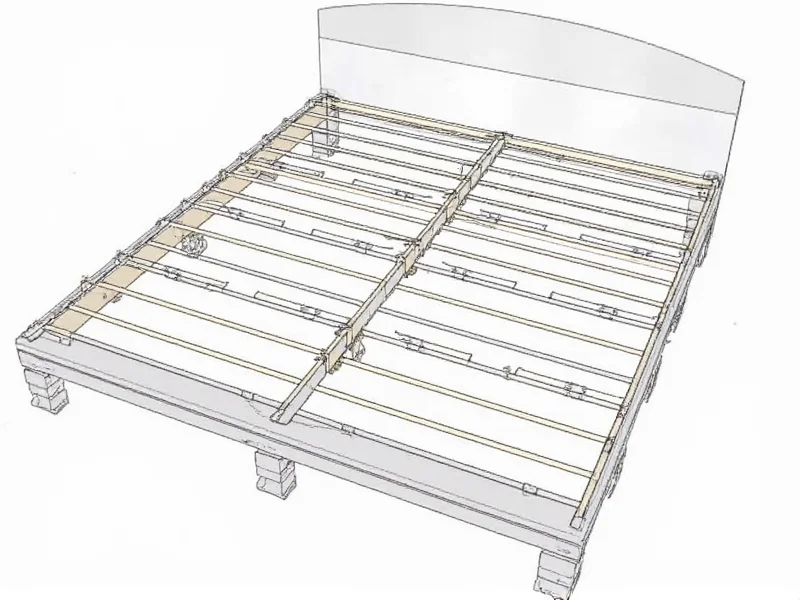 Pallet bed frame reinforcement diagram with cross slats