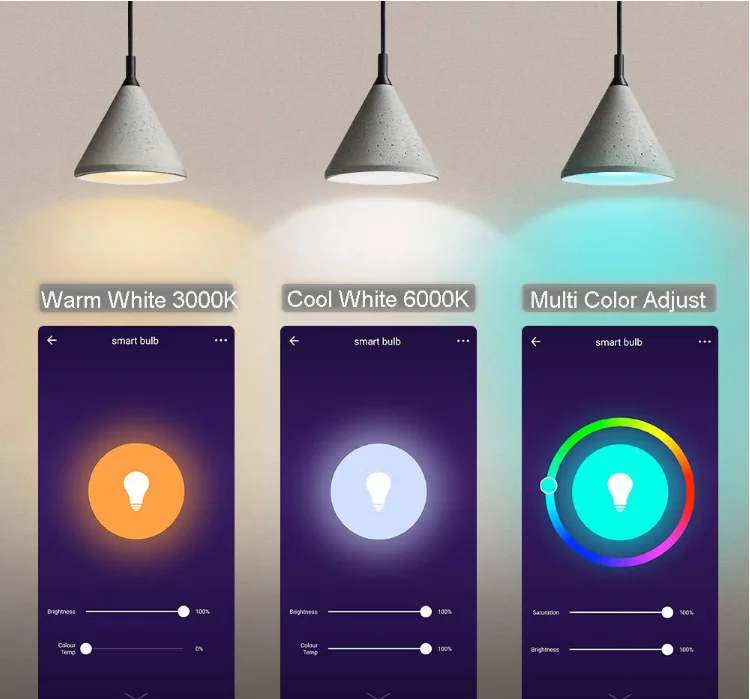 Shenzhen Alexa Google Hom IFTTT 9W E27 Smart Bulb RGB Color Voice Control Energy Saving LED Smart Wifi Lights