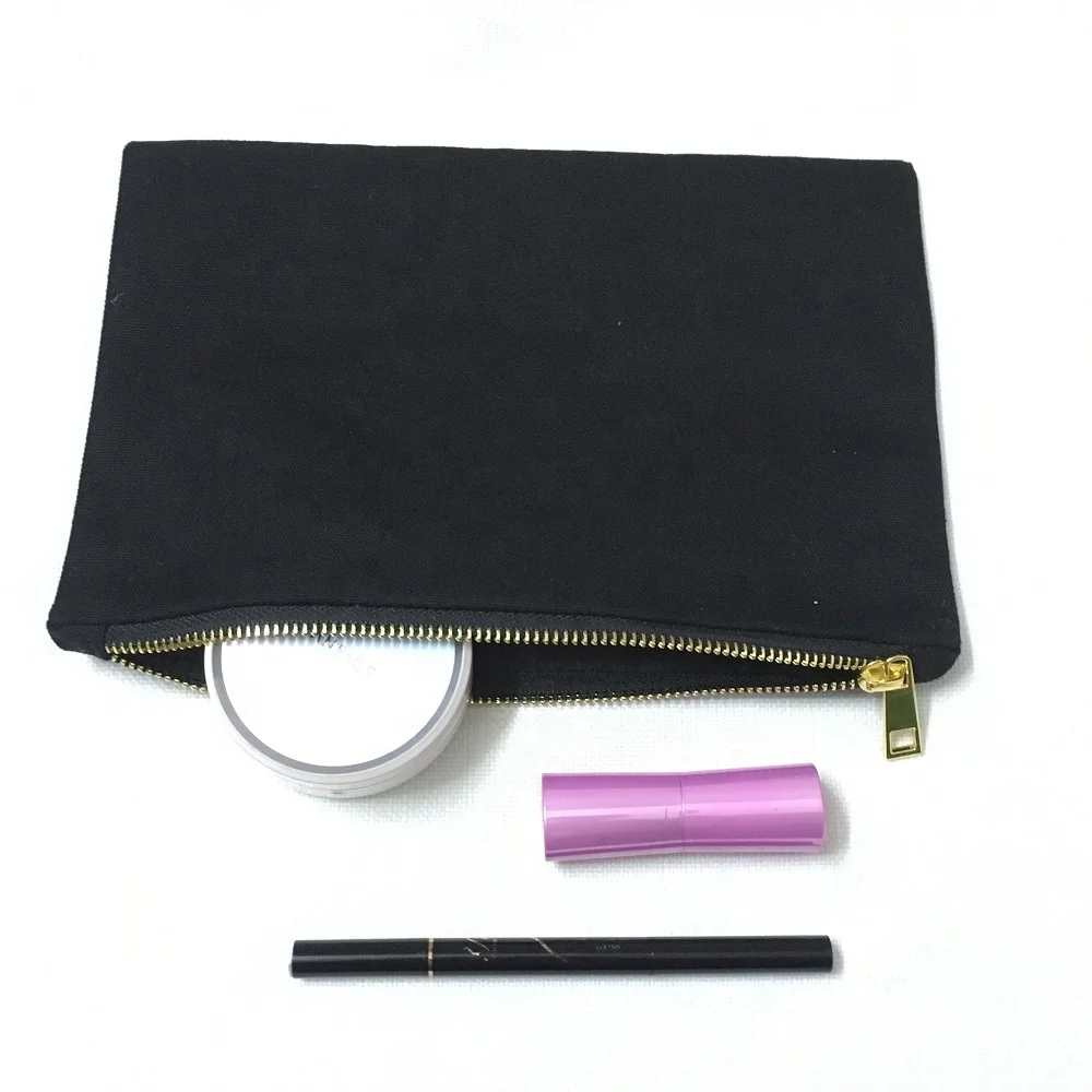 

7x10 inches Black Canvas Clutch Bag Blank Cotton Makeup Bag Cosmetic Case for DIY Screen Printing