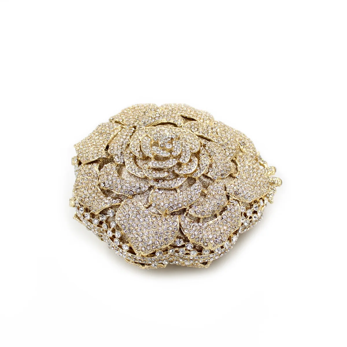 

Bling Crystal Flower Shape Wallet Rhinestone Bag Women Diamond Beads Handbags for Wedding Party/