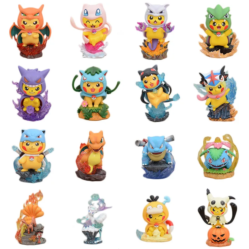 

New Style Action Figure Gengar Charizard Blastoise Bulbasaur Cos Pikachu Figure Desktop Decoration