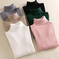 

Women Knitted Turtleneck Sweater Soft polo-neck Jumper Slim Pullovers