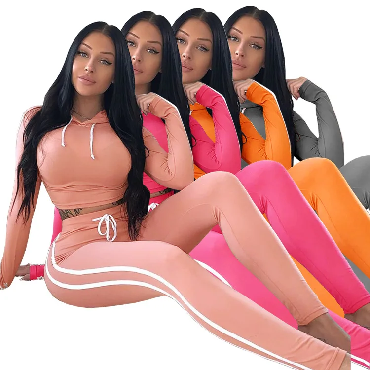 

Women Two Piece Set 2021 Fall Clothing Women Hoodies Casual Zip Top Jogger Pant Sweat Sets Suit