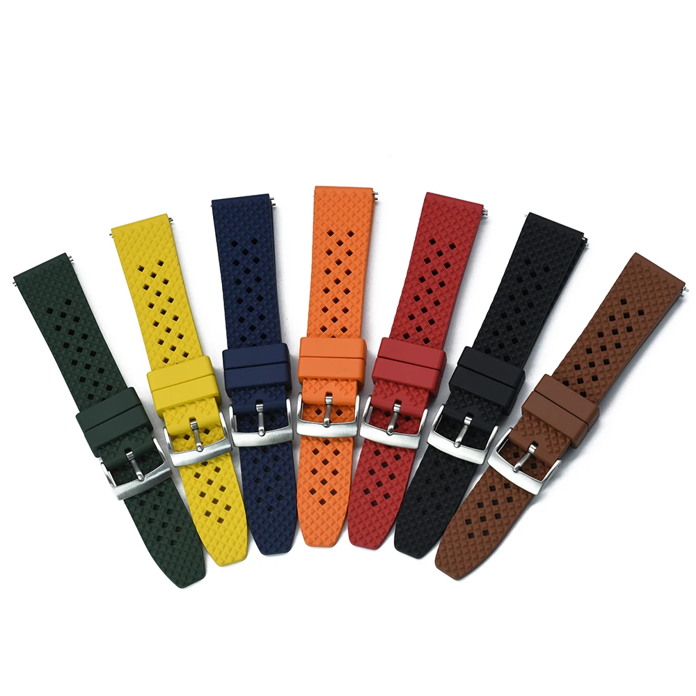 

JUELONG Durable Fluororubber Watch Band 18mm 20mm 22mm FKM Rubber Watch Strap not Silicone, Black, blue, green, orange, brown, red, yellow